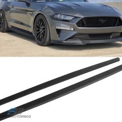 Fit 15-23 Ford Mustang OE Textured Black PP Side Skirts Rocker Panel Bottom Line