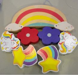 Wooden Unicorn & Rainbow Toy Set