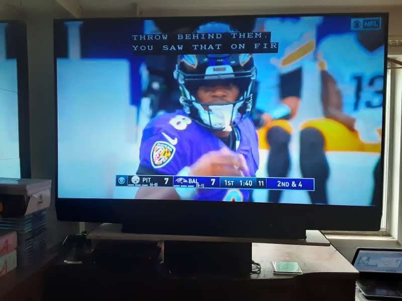 73"MITSUBISHI 1080P DIGITAL LASER PROJECTION TV WITH MATCHING STAND AND ROKU STREAMING STICK WITH REMOTES $300 FINAL PRICE