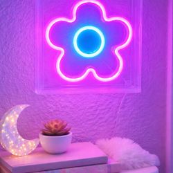 Cute Aesthetic Flower LED Lamp – Room Decor Neon Light 