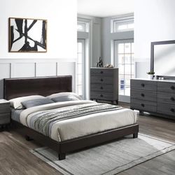 Queen Size Expresso Platform Bed W Ortho Mattress 