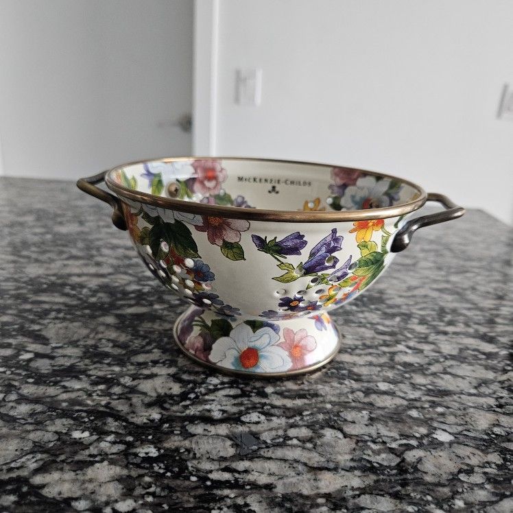 Mckenzie Childs New 7" Enamel Floral Collander