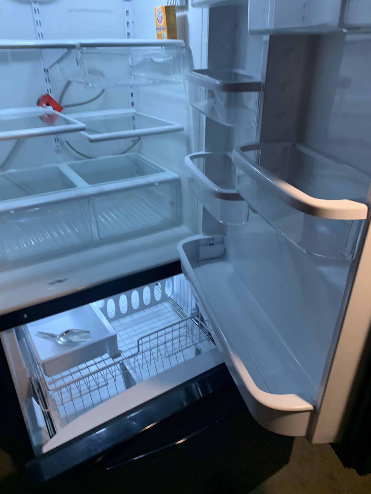 Like New Whirlpool 33-inches wide Bottom-freezer Black Refrigerator