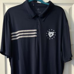 Adidas Mens XL UPF 50 Protection Short Sleeve Polo Shirt - Collegiate Navy Blue