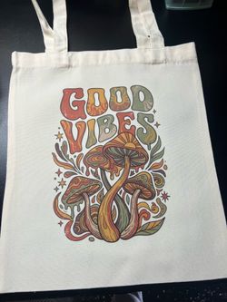 Good Vibes Mushroom Canvas Tote Bag