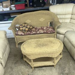 Wicker Sofa And Table 