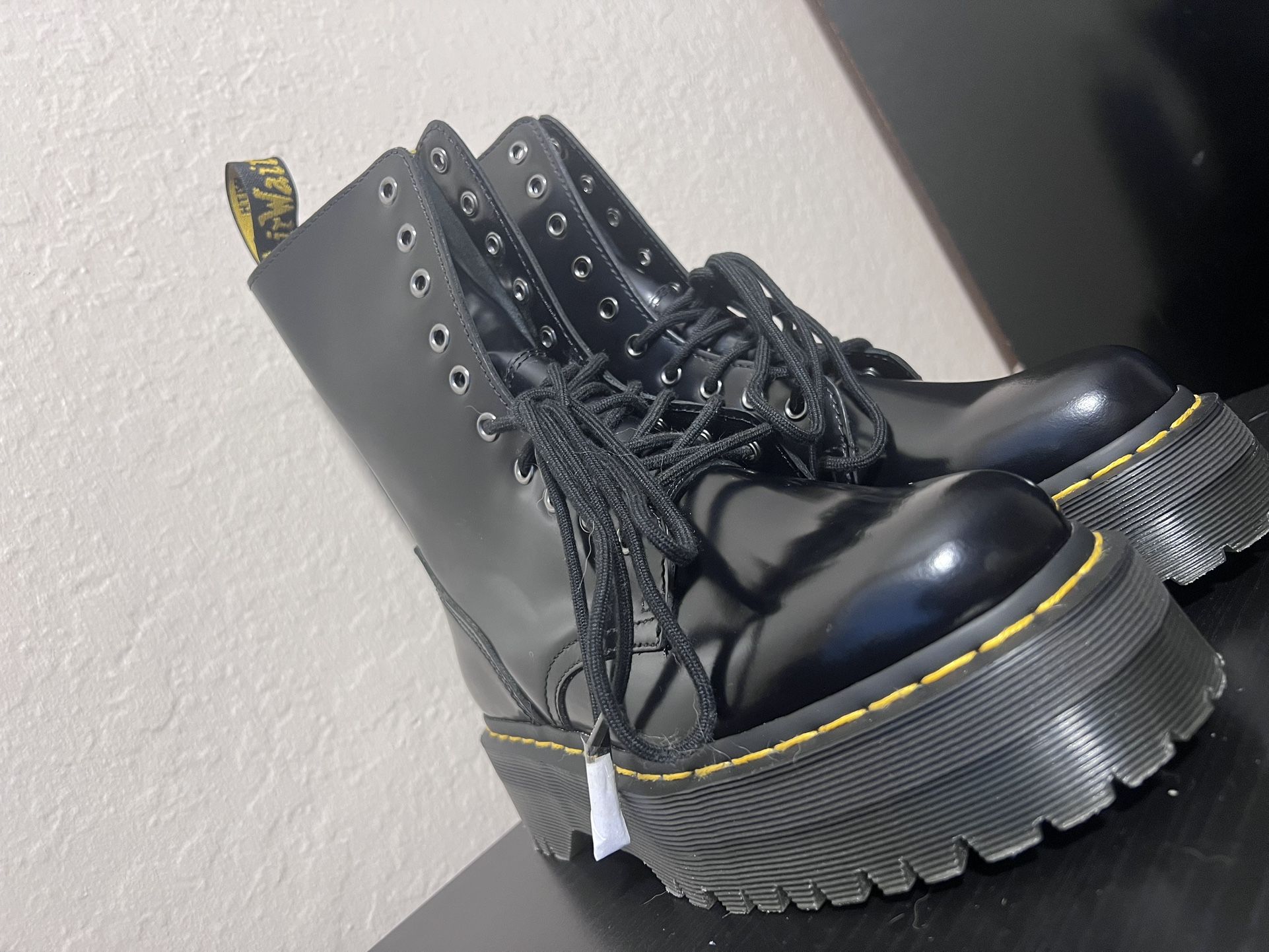 Dr. Martens Black Leather Jadon HI Platform Boots