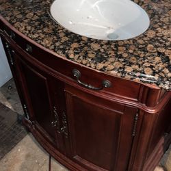 Marble Sink With Solid Wood Base 