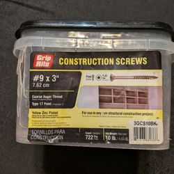 10 Lb Tub Of #9×3" Coarse Auger Thread Screws