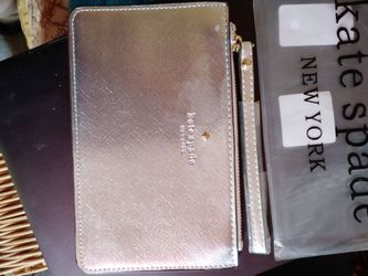 Kate Spade New York Silver Wristlet Wallet brand new and packaging with tags