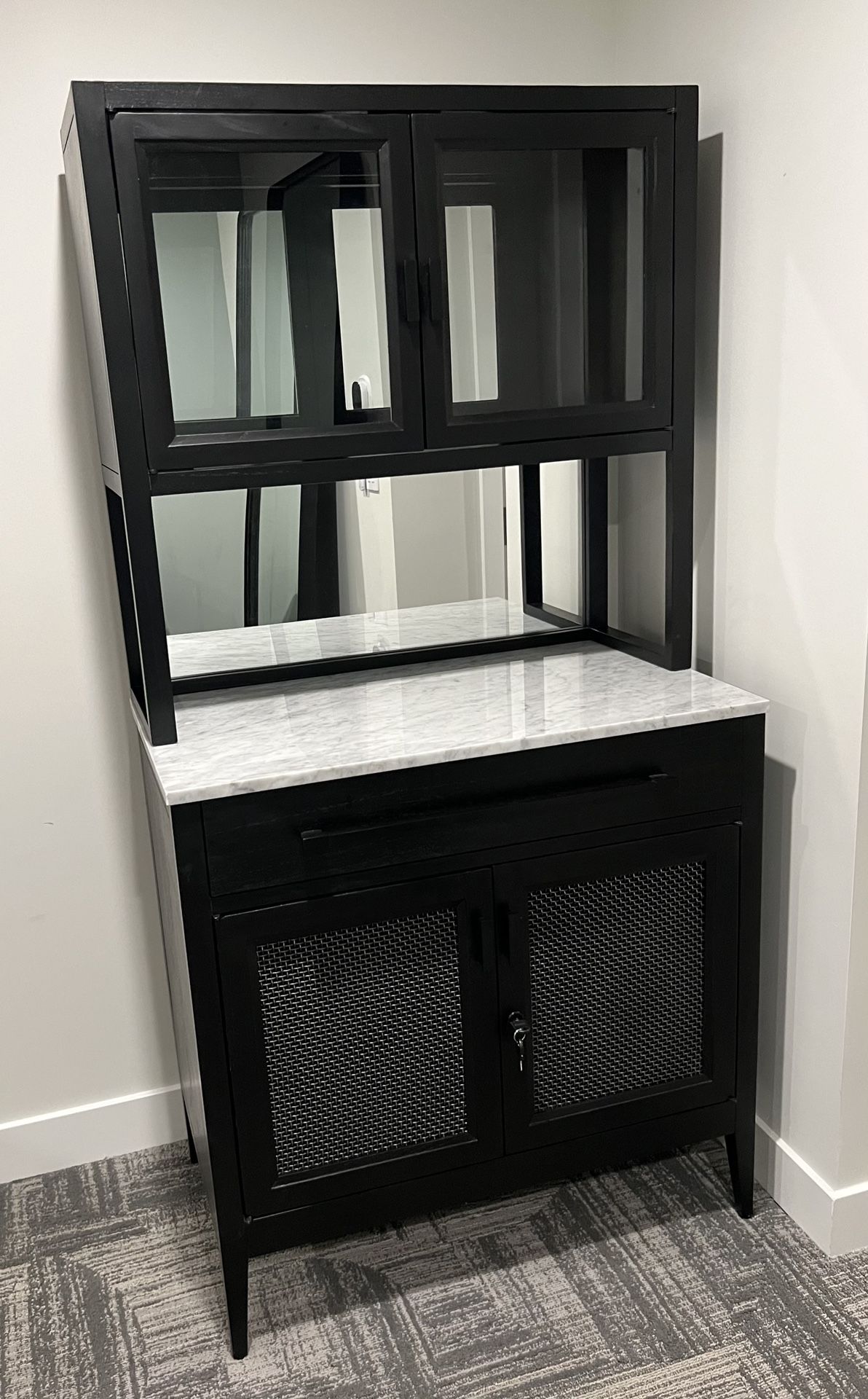 Crate and Barrel Enzo Bar Cabinet w/Hutch
