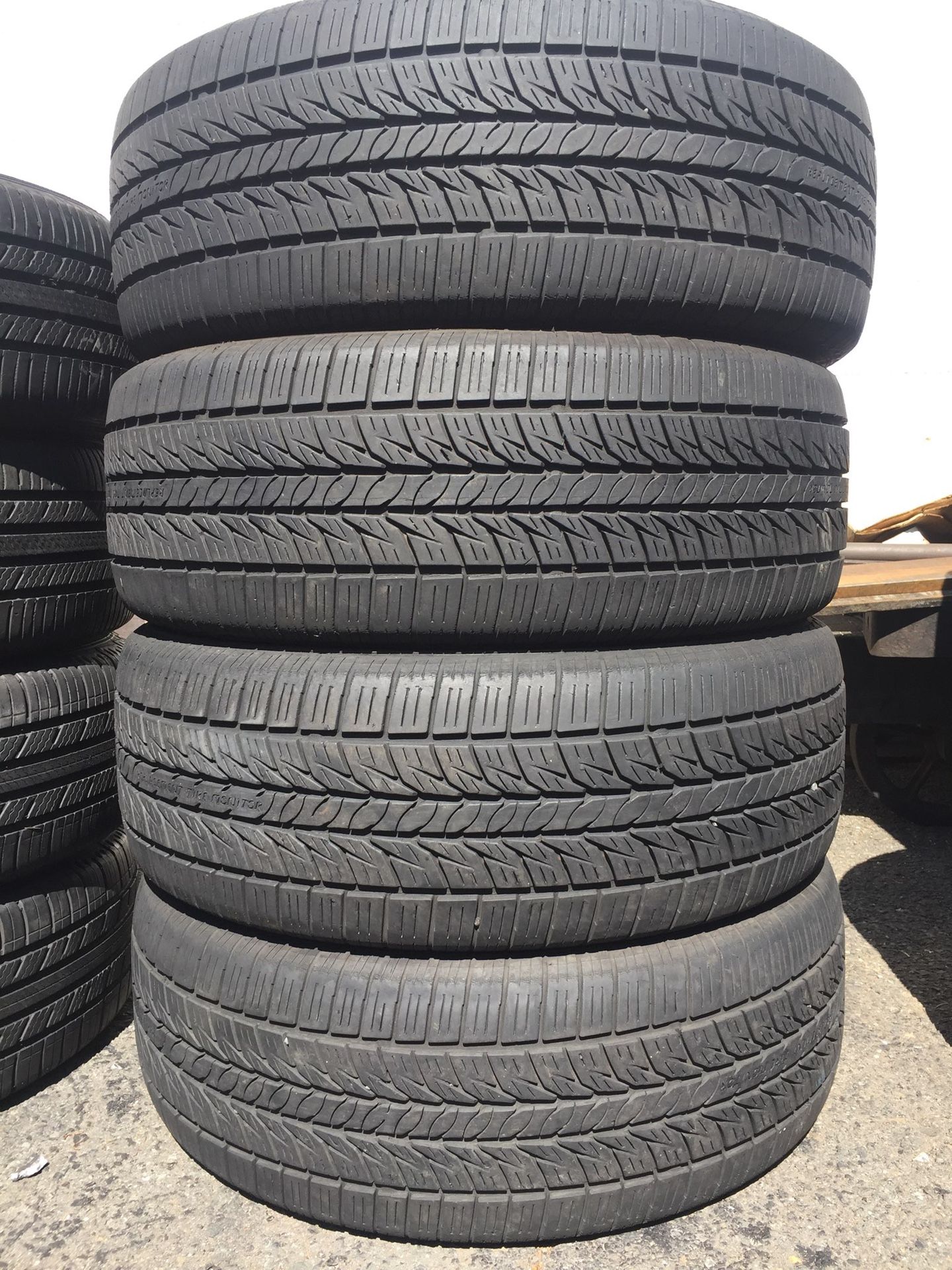 225/60/17 General set of used tires in great condition 75% tread 190$ for 4 . Installation balance and alignment available. Road force balance avail