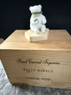 Hand Carved Miniature Bear with Fish
