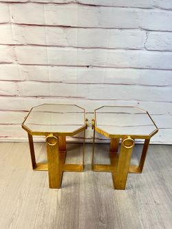 Small Gold Mirrored End Tables 2pc