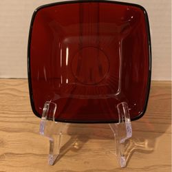 Anchor Hawking Glass Ruby Red square bowls mid century  Four and three-quarter inches by 1 1/2 inches