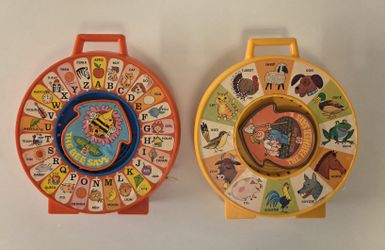 Vintage 1970s See 'N Say Pull String Toys Lot of 2 Bee Says & Farmer Says