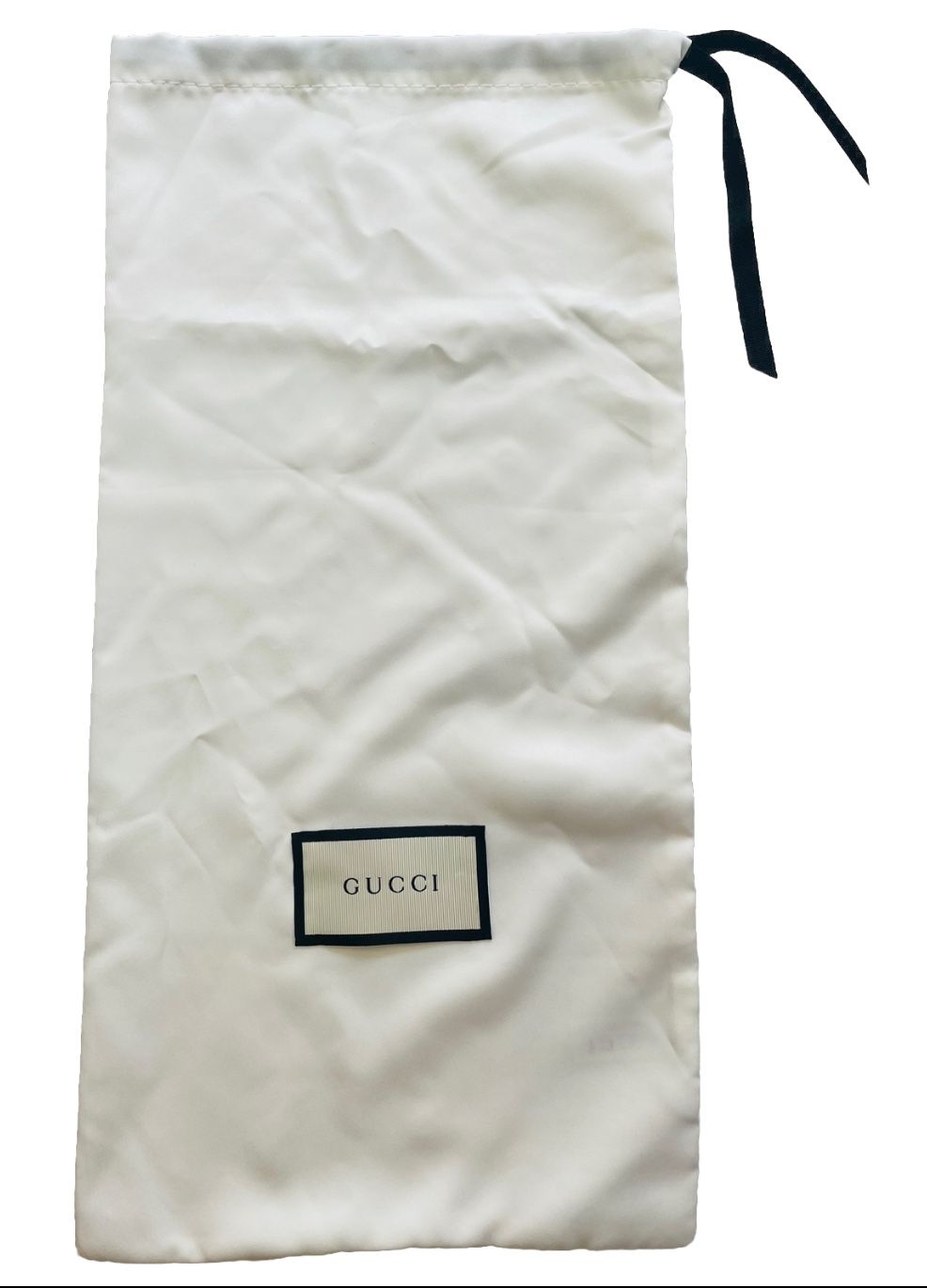 Gucci white satin drawstring dust bag 8.5 x 17.5