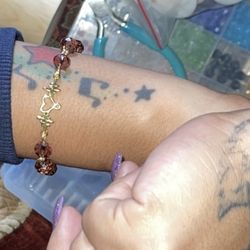 Handmade Gold Heart Purple Stones With Signature luck