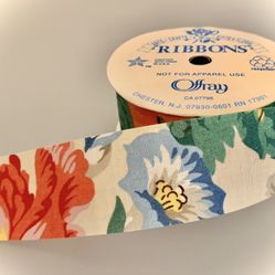 6 Yds on Spool of Floral Cotton Offray Ribbon 1 7/16” -For Crafts #041424A6