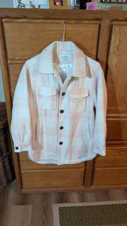 SEBBY Pink/Cream Button Down Plaid Jacket Size Medium