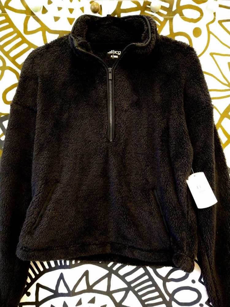 BRAND NEW WITH TAGS BCG Black Small Women's Lifestyle 1/2-Zip Sweater