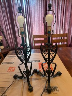 Wrought iron table top lamp pair $75.00!!!