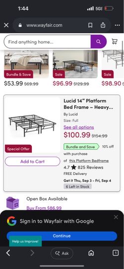 Lucid 14" Platform Bed Frame Full Size