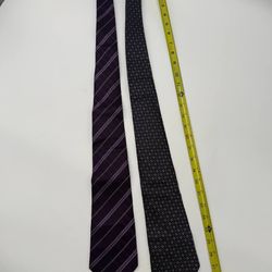 Kai Long 100% Silk Ties Lot 2 Handmade Purple Striped & Patterned 
