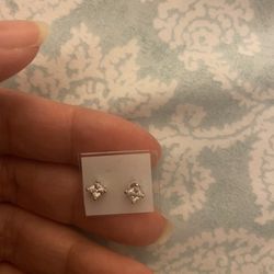 Real Silver Zircon Diamond Small Stud Earrings 