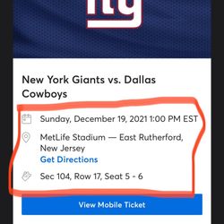 New York giants versus cowboys tickets