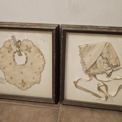 Antique Baby Hat And Bib, Circa 1919 -- Over 100 Years Old