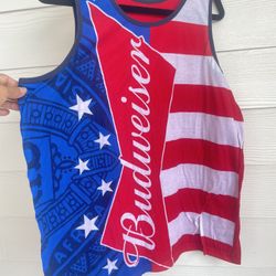Fourth Of July, Men’s Tank Top Budweiser Anheuser Bush red, white, and blue