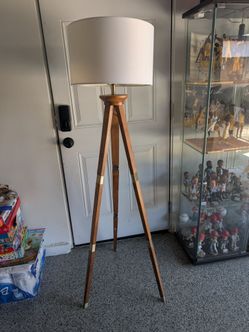 Tripod Floor Lamp Oak Tone