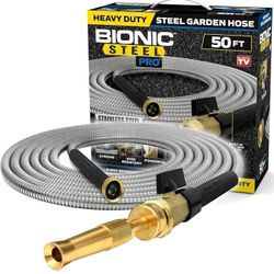 50 FT Stainless Steel Garden Hose with Nozzle