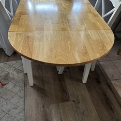 Drop Leaf Wood Dining Table + 2 Chairs – Small Space Friendly