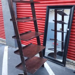 $50 PAIR Mirror + Wood Shelf