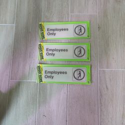 Employees Only -plastic Signage 3" X 9"