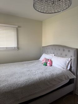 gray queen size bed frame
