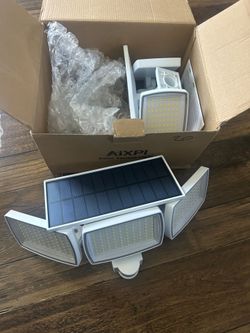 AIXPI Solar Lights Outdoor 240 LED 3000mAh Motion Sensor Flood Lights IP65 Waterproof Security Lights for Outside 270° Wide Angle Wall Lights White 2P