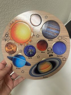 Wood Planet Solar System Puzzle Educational