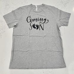 Maternity Tshirt (Coming Soon) Grey XL Baby Announcement Pregnancy Shirt 