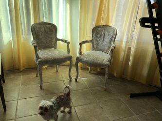 TWO WHITE RUSTIC CHAIRS