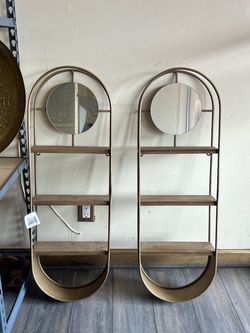 2 oval shape wall shelf