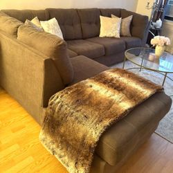 Two-piece Sectional Couch with a Pull-out Queen Size Bed