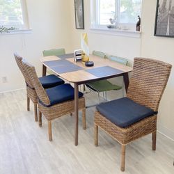 Crate and Barrel Rattan Tigris Dining Chairs