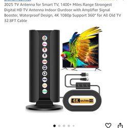 TV Antenna for Smart TV, 2200+ Miles Range Strongest Digital HD TV Antenna Indoor Ourdoor with Amplifier Signal Booster, Waterproof Design, 4K 1080p S