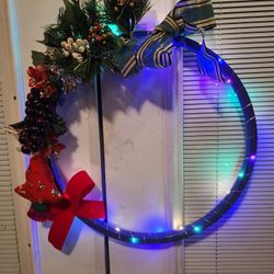 🎄🎄🎄Bicycle Rims, Hand Made Xmas Wreath(light Up)🎄🎄
