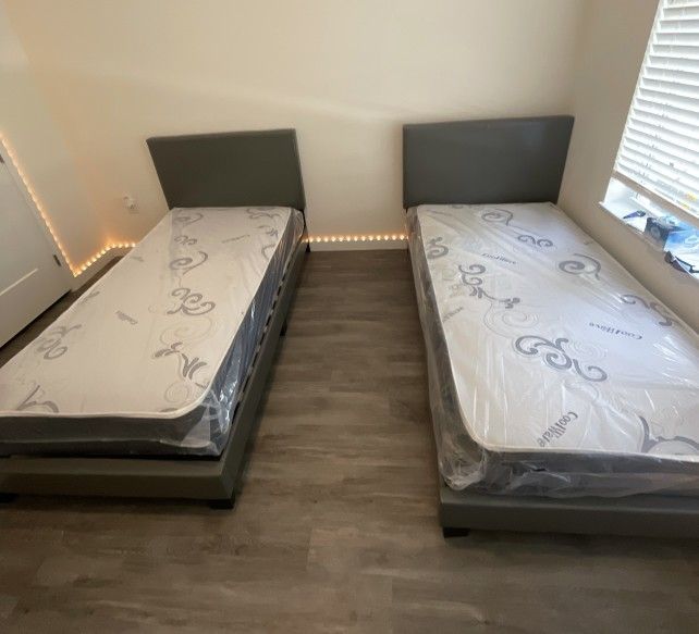 Gray Twin Platform Bed