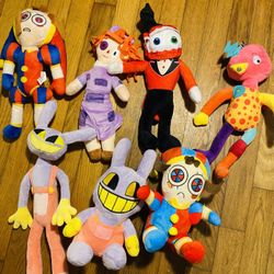 Lot of 7 The Amazing Digital Circus stuffed figures - price listed is for all - shipping available 