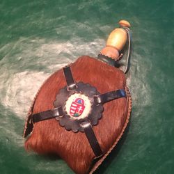 Vintage Horse Hair Covered Canteen With Wooden Stopper 10 “
